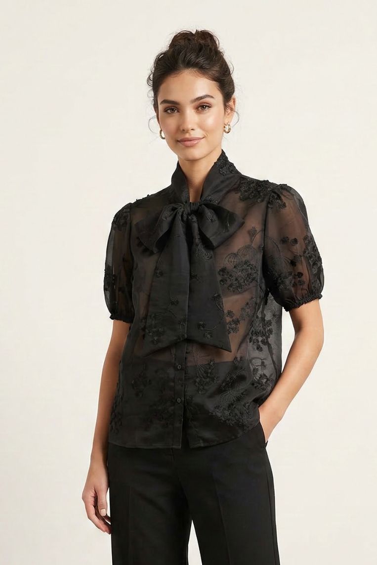 CAMICIA IN TENCEL CON FIOCCO - immagine 3
