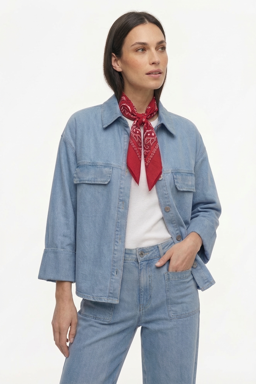 GIACCA IN DENIM MANICHE RISVOLTO 2 GIACCA IN DENIM MANICHE RISVOLTO - immagine 2