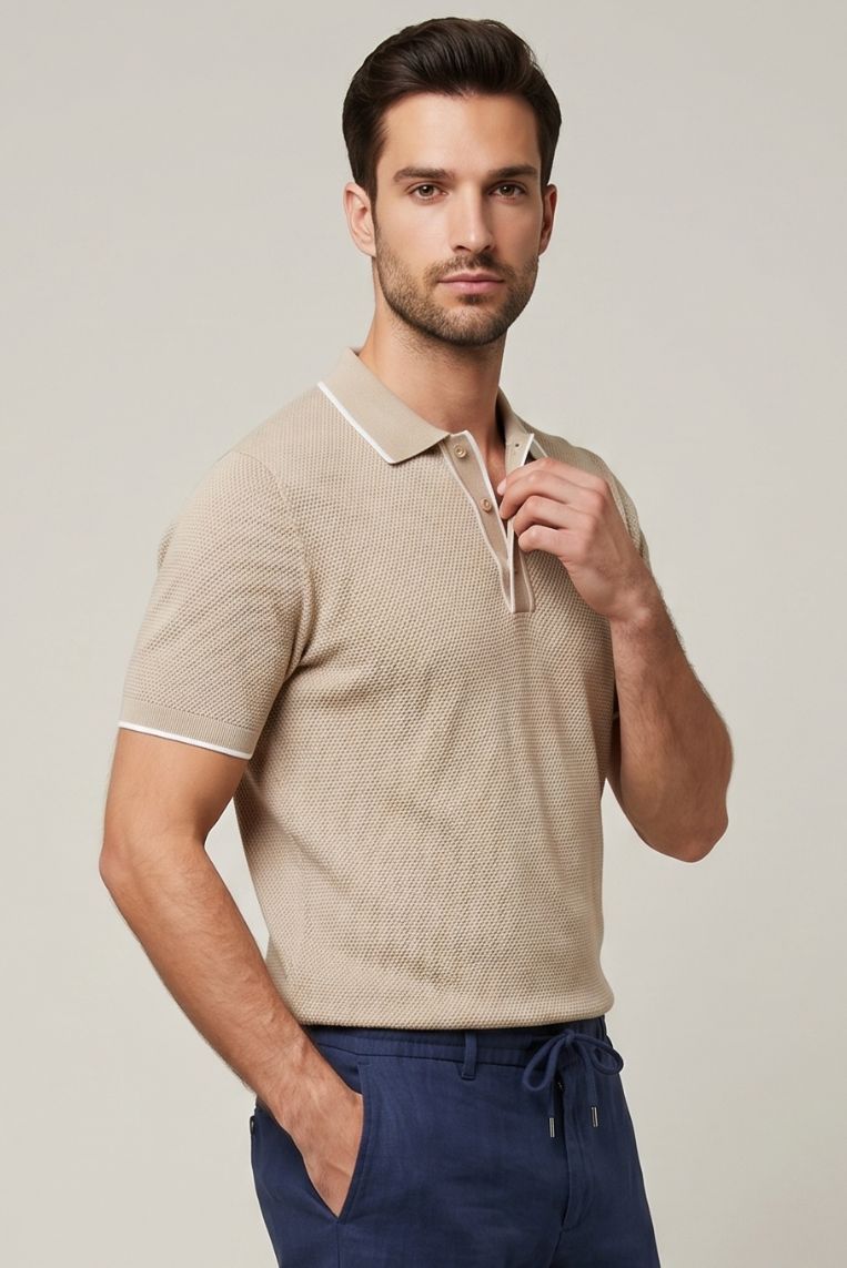 POLO IN MAGLIA CON CONTRASTI - immagine 2