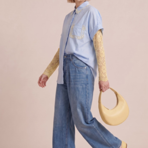 DENIM GAMBA LARGA VITA CON PINCES 5 DENIM GAMBA LARGA VITA CON PINCES - Thumbnail Image 2
