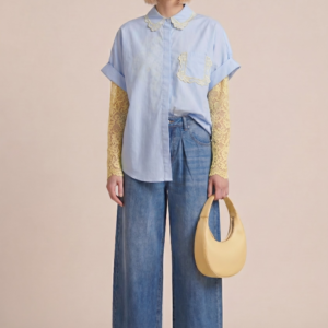 DENIM GAMBA LARGA VITA CON PINCES 4 DENIM GAMBA LARGA VITA CON PINCES - Thumbnail Image 1
