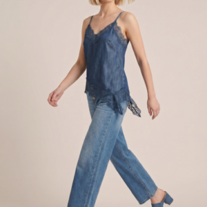 TOP SPALLA STRETTA CHAMBRAY E PIZZO 4 TOP SPALLA STRETTA CHAMBRAY E PIZZO - Thumbnail Image 2