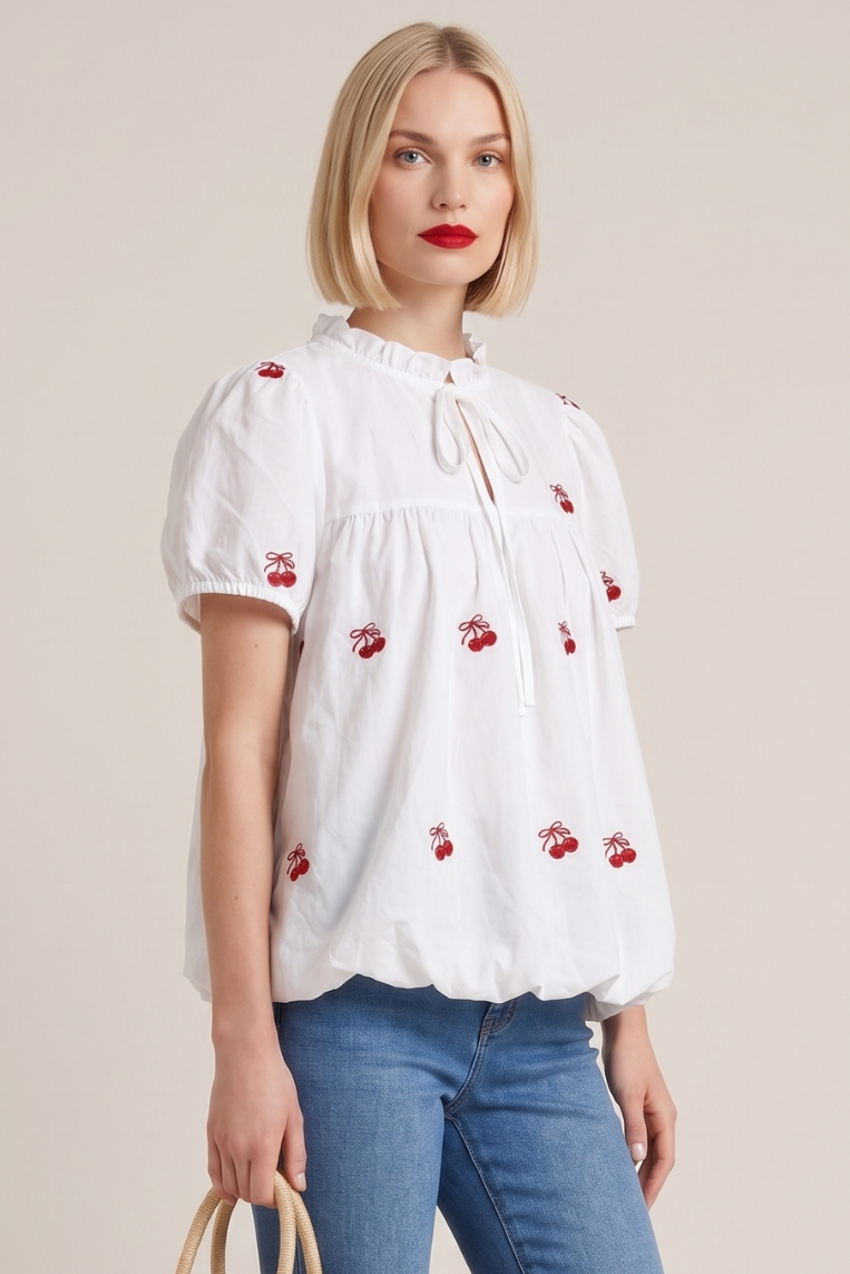 BLUSA RICAMO CILIEGIE 2 BLUSA RICAMO CILIEGIE - immagine 2