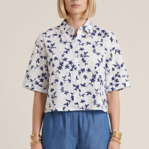 CAMICIA CROP STAMPATA RICAMO SANGALLO 3 CAMICIA CROP STAMPATA RICAMO SANGALLO - Thumbnail Image 1