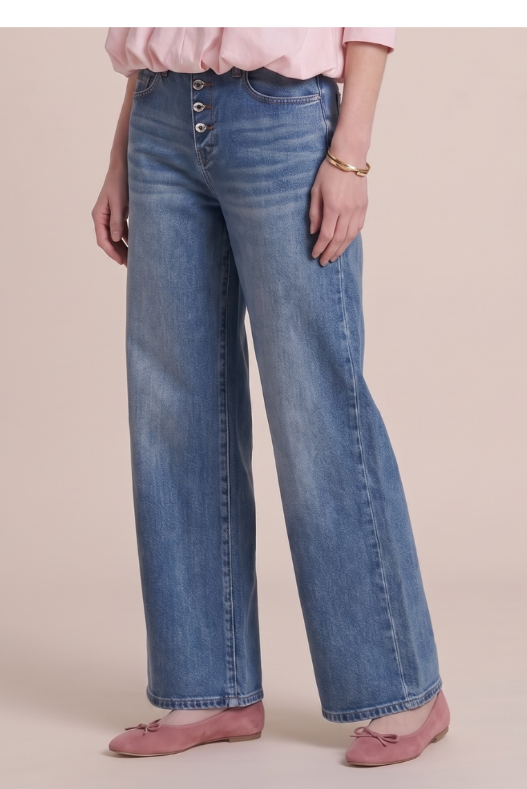 DENIM GAMBA DRITTA BOTTONI GIOIELLO - immagine 3