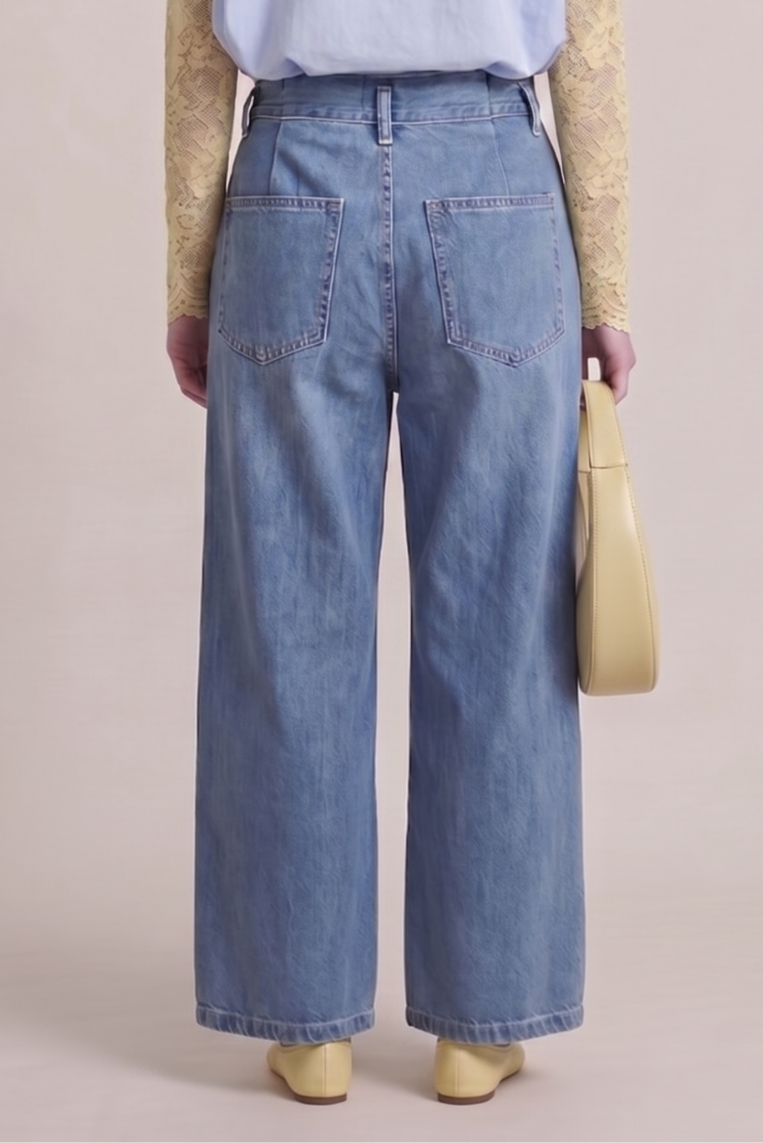 DENIM GAMBA LARGA VITA CON PINCES 3 DENIM GAMBA LARGA VITA CON PINCES - immagine 3