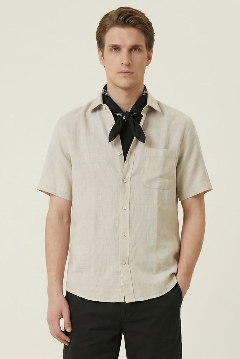 CAMICIA MANICA CORTA 100% LINO 3 CAMICIA MANICA CORTA 100% LINO - immagine 3