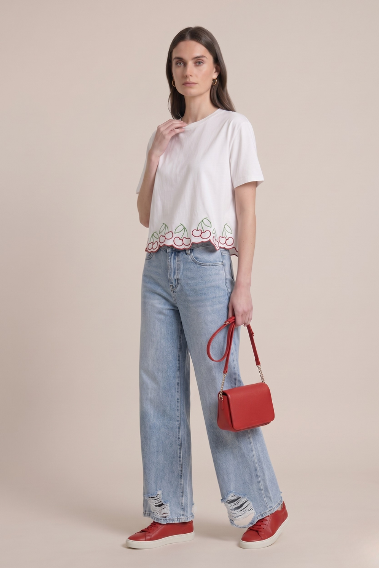 DENIM PALAZZO CON ROTTURE - immagine 2