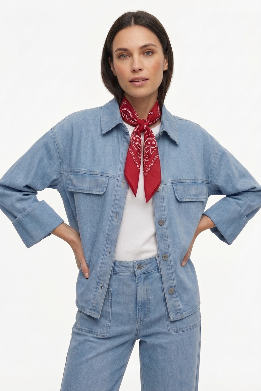 GIACCA IN DENIM MANICHE RISVOLTO 1 GIACCA IN DENIM MANICHE RISVOLTO - immagine 1