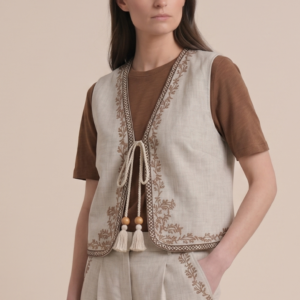 GILET MISTO LINO RICAMO 11 GILET MISTO LINO RICAMO - Thumbnail Image 5