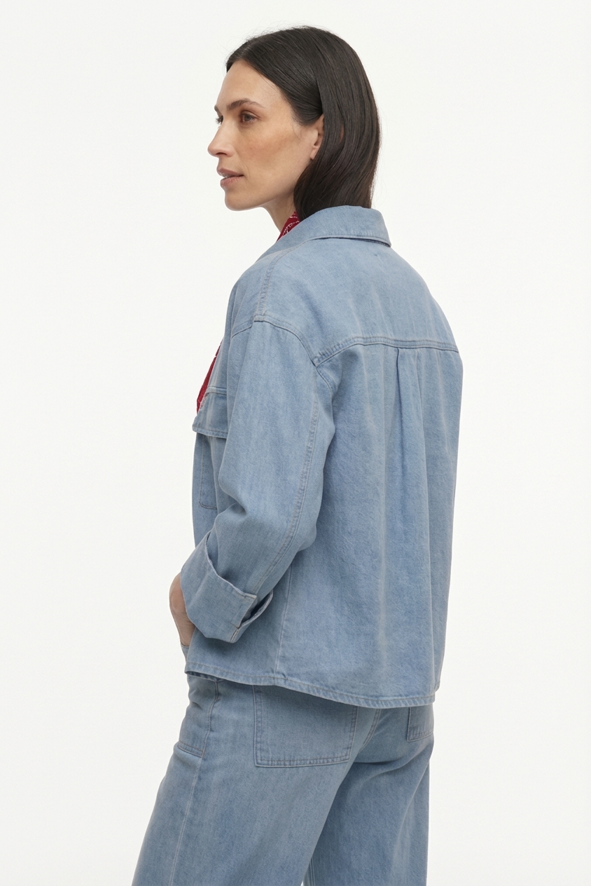 GIACCA IN DENIM MANICHE RISVOLTO 3 GIACCA IN DENIM MANICHE RISVOLTO - immagine 3