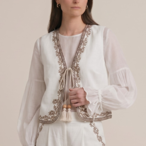 GILET MISTO LINO RICAMO 10 GILET MISTO LINO RICAMO - Thumbnail Image 4