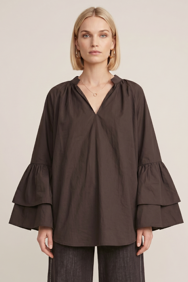 CAMICIA POPELINE VOLANT MANICHE 2 CAMICIA POPELINE VOLANT MANICHE - immagine 2