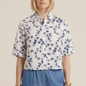 CAMICIA CROP STAMPATA RICAMO SANGALLO 4 CAMICIA CROP STAMPATA RICAMO SANGALLO - Thumbnail Image 2