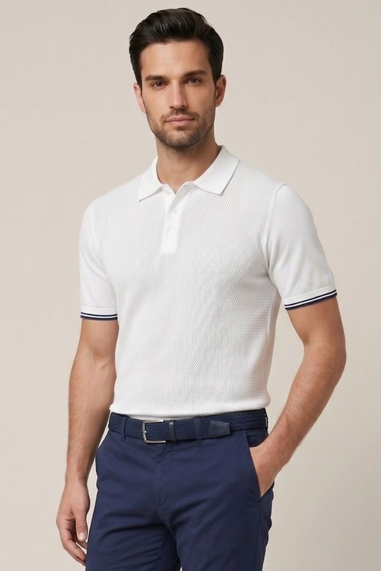 POLO IN MAGLIA CON CONTRASTI - immagine 4