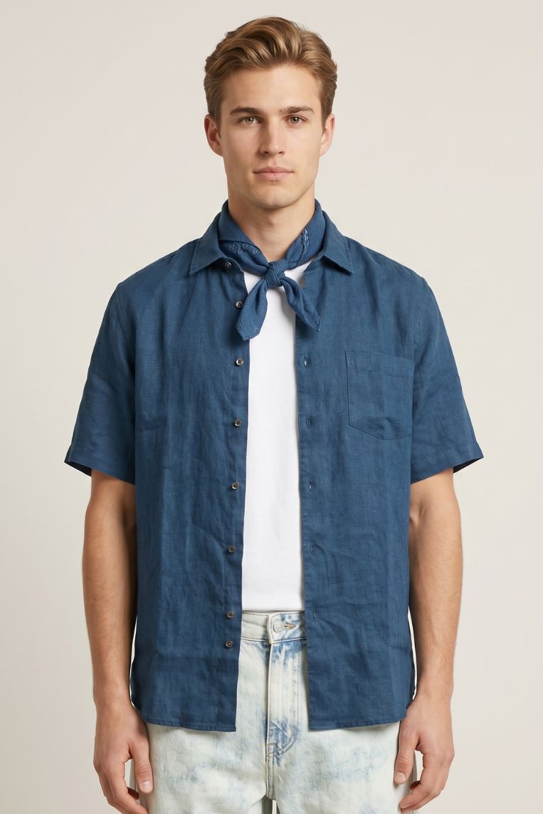 CAMICIA MANICA CORTA 100% LINO 2 CAMICIA MANICA CORTA 100% LINO - immagine 2