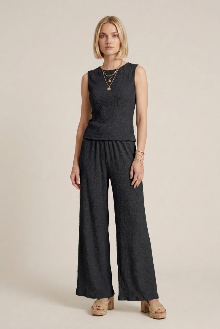 PANTALONE FLUIDO GOFFRATO 3 PANTALONE FLUIDO GOFFRATO - immagine 3