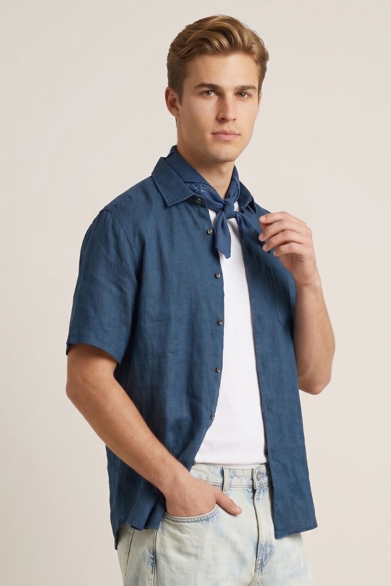 CAMICIA MANICA CORTA 100% LINO 1 CAMICIA MANICA CORTA 100% LINO - immagine 1
