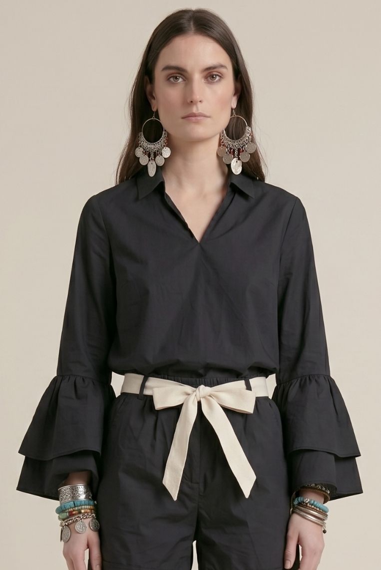 CAMICIA POPELINE VOLANT MANICHE 6 CAMICIA POPELINE VOLANT MANICHE - immagine 6