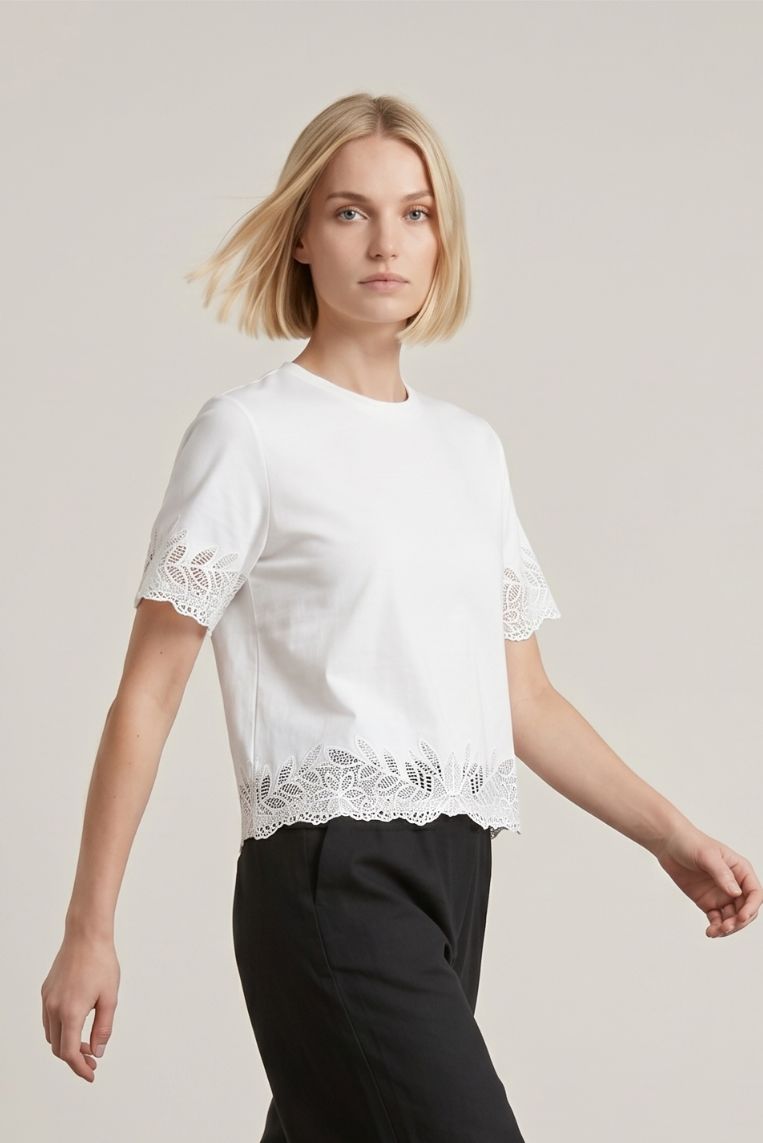 T-SHIRT DETTAGLIO PIZZO 1 T-SHIRT DETTAGLIO PIZZO - immagine 1