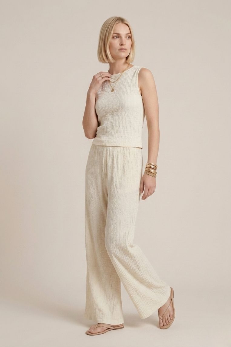 PANTALONE FLUIDO GOFFRATO 2 PANTALONE FLUIDO GOFFRATO - immagine 2