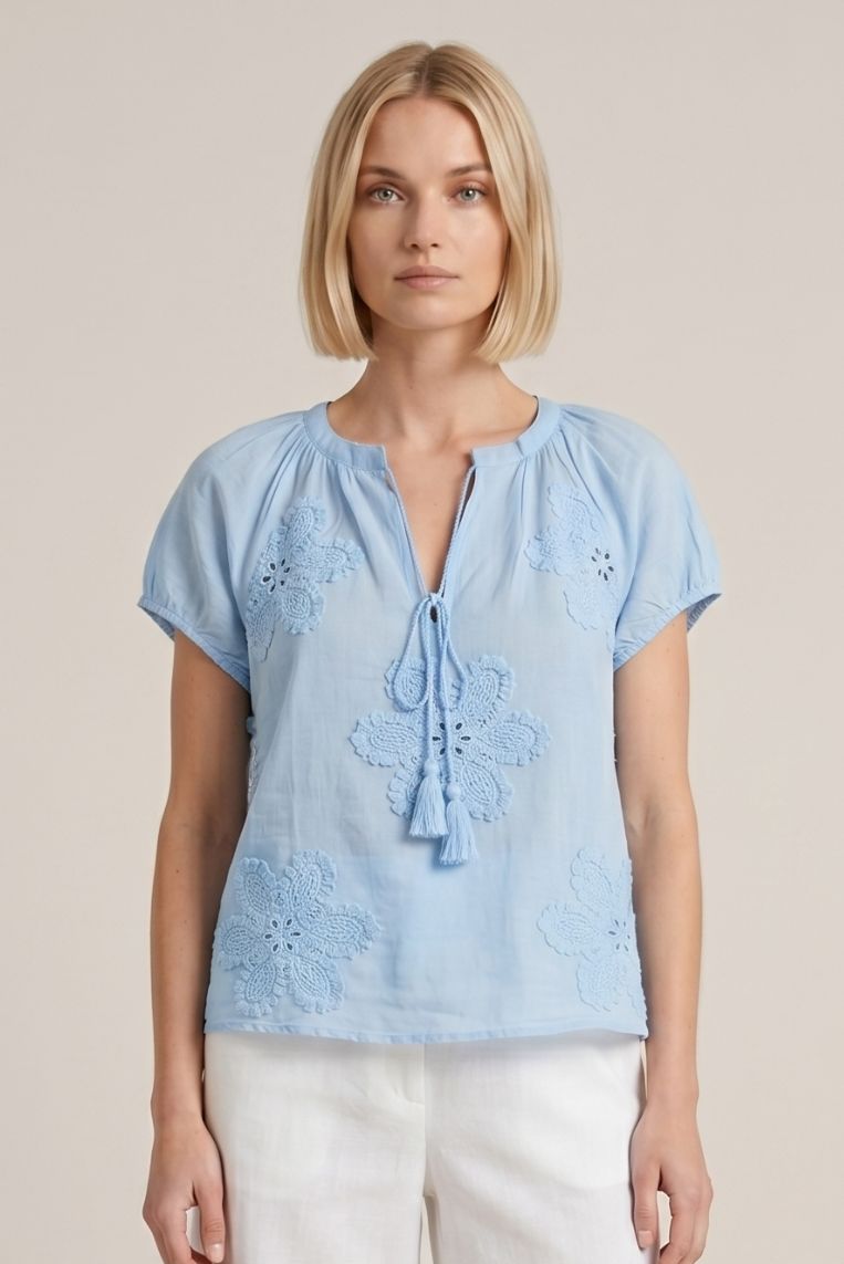 BLUSA VOILE DI COTONE MAXI FIORE 2 BLUSA VOILE DI COTONE MAXI FIORE - immagine 2