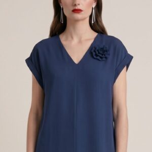 BLUSA LEGGERA CON SPILLA FIORE 5 BLUSA LEGGERA CON SPILLA FIORE - Thumbnail Image 2