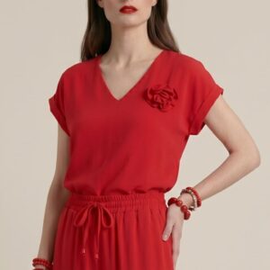 BLUSA LEGGERA CON SPILLA FIORE 6 BLUSA LEGGERA CON SPILLA FIORE - Thumbnail Image 3