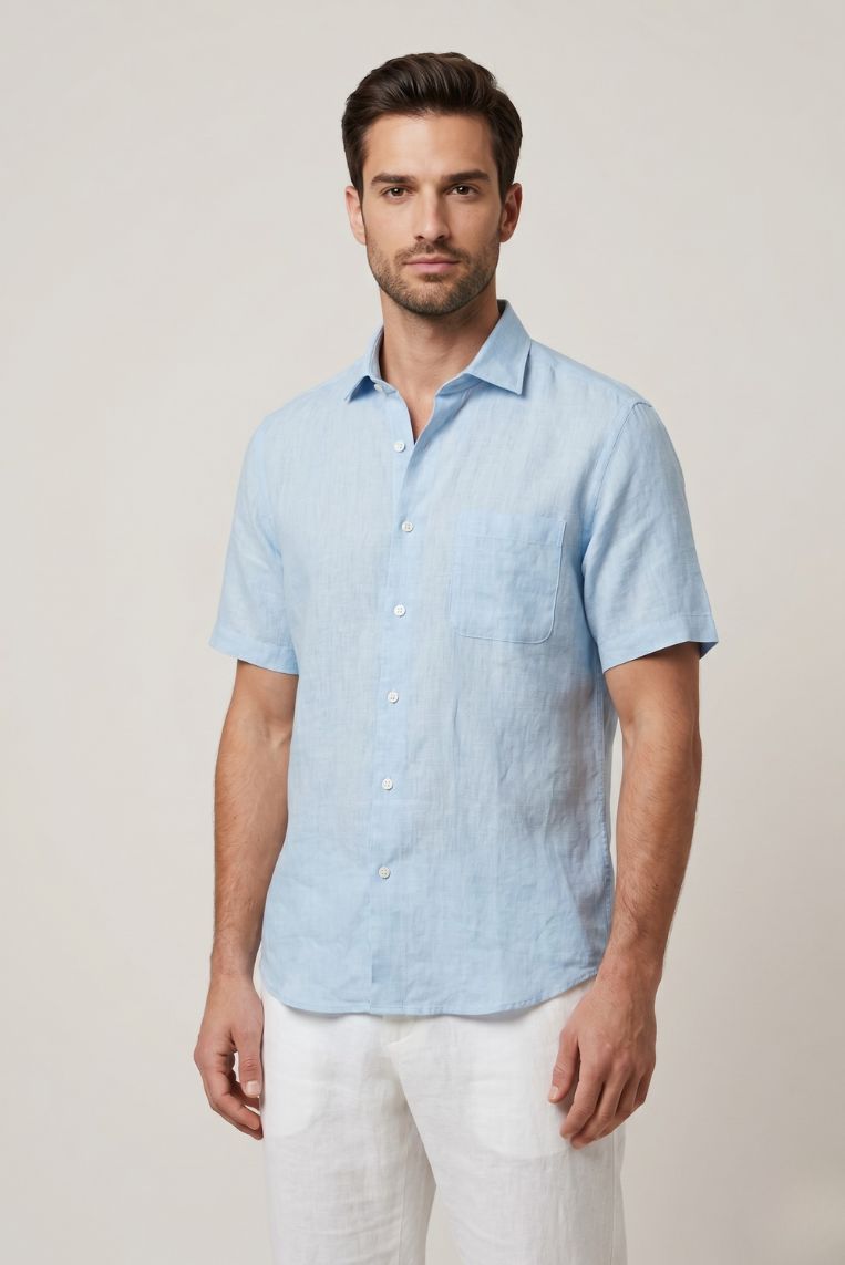 CAMICIA MANICA CORTA 100% LINO 10 CAMICIA MANICA CORTA 100% LINO - immagine 10