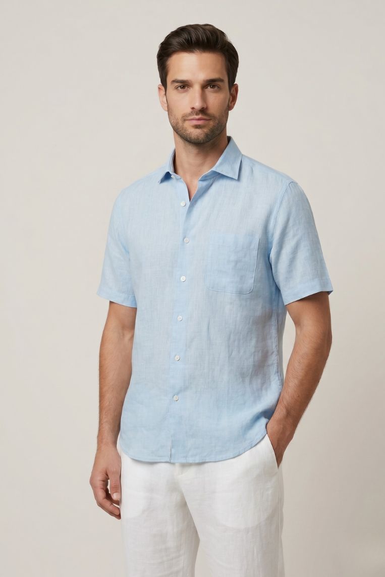 CAMICIA MANICA CORTA 100% LINO 9 CAMICIA MANICA CORTA 100% LINO - immagine 9