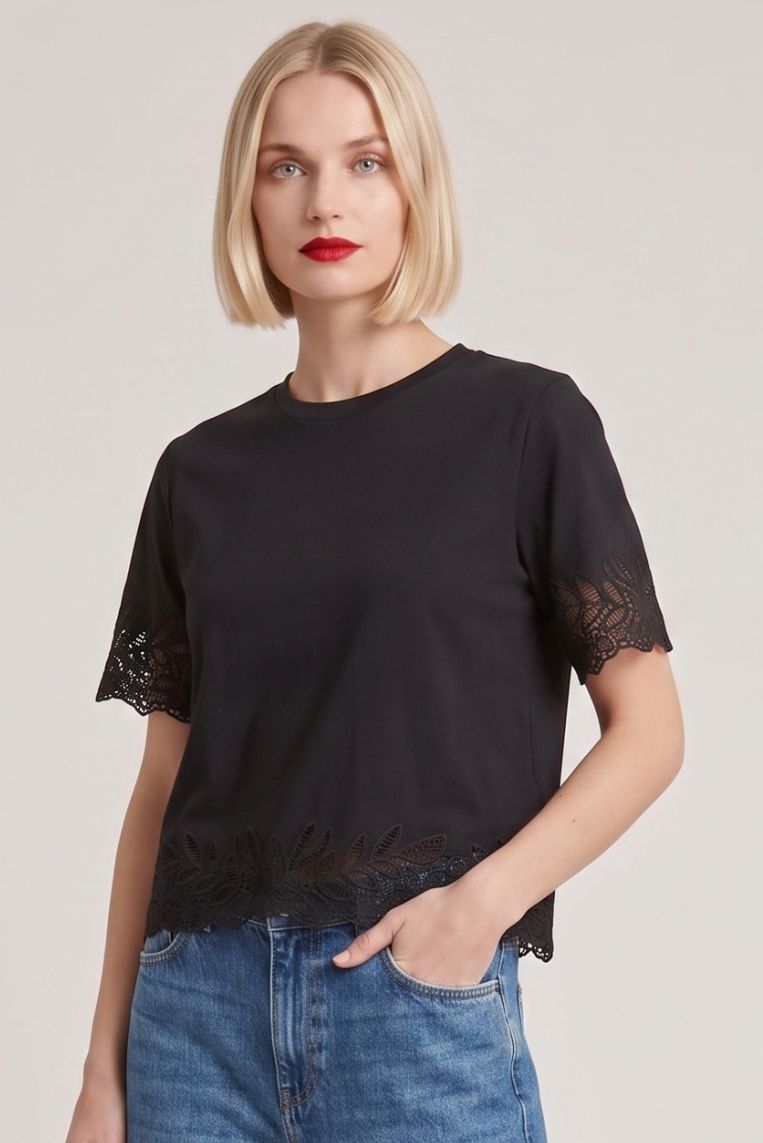 T-SHIRT DETTAGLIO PIZZO 4 T-SHIRT DETTAGLIO PIZZO - immagine 4