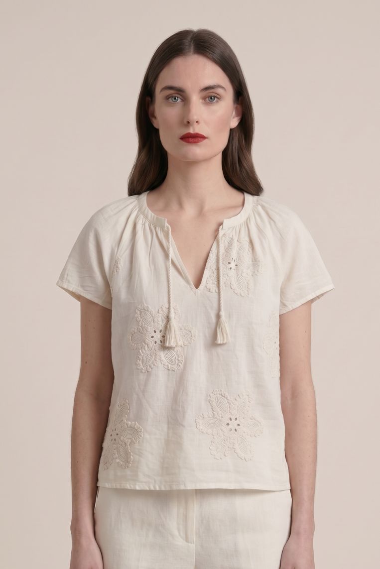 BLUSA VOILE DI COTONE MAXI FIORE 1 BLUSA VOILE DI COTONE MAXI FIORE - immagine 1
