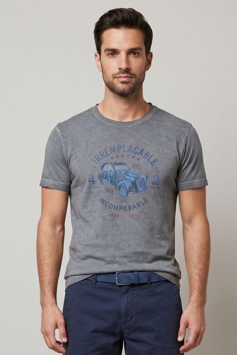 T-SHIRT VINTAGE AUTO BLU - immagine 2