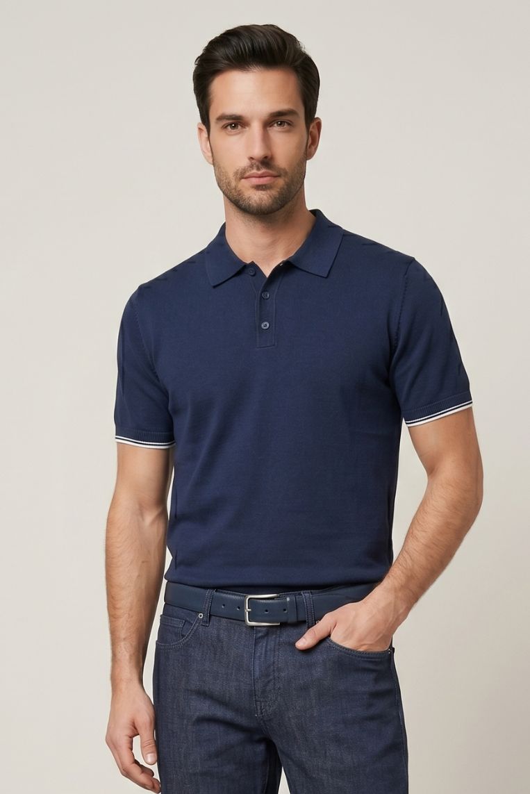 POLO IN MAGLIA CON CONTRASTI - immagine 6