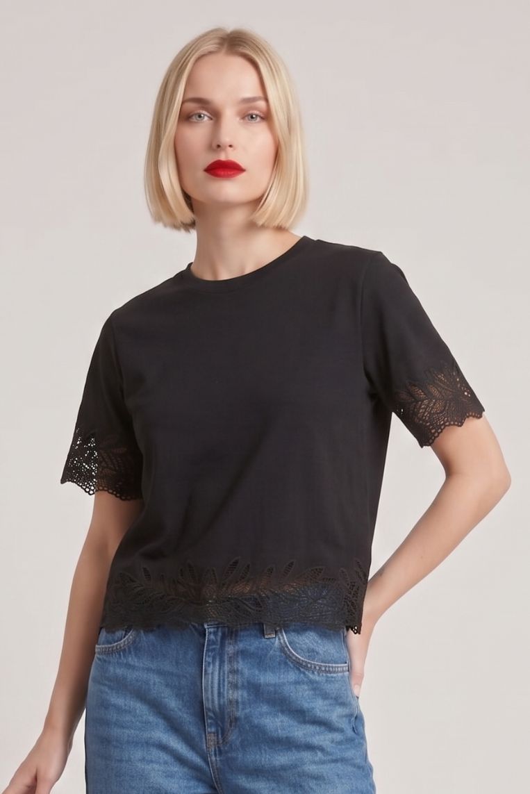 T-SHIRT DETTAGLIO PIZZO 5 T-SHIRT DETTAGLIO PIZZO - immagine 5