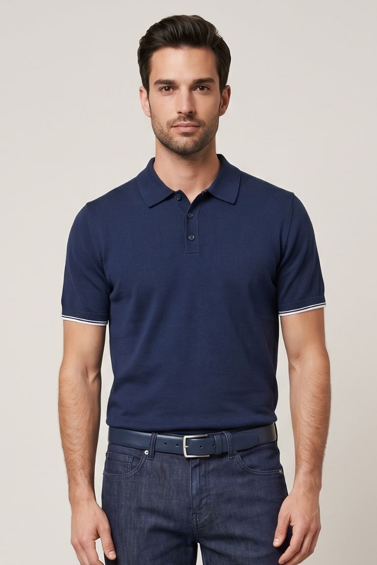 POLO IN MAGLIA CON CONTRASTI - immagine 5
