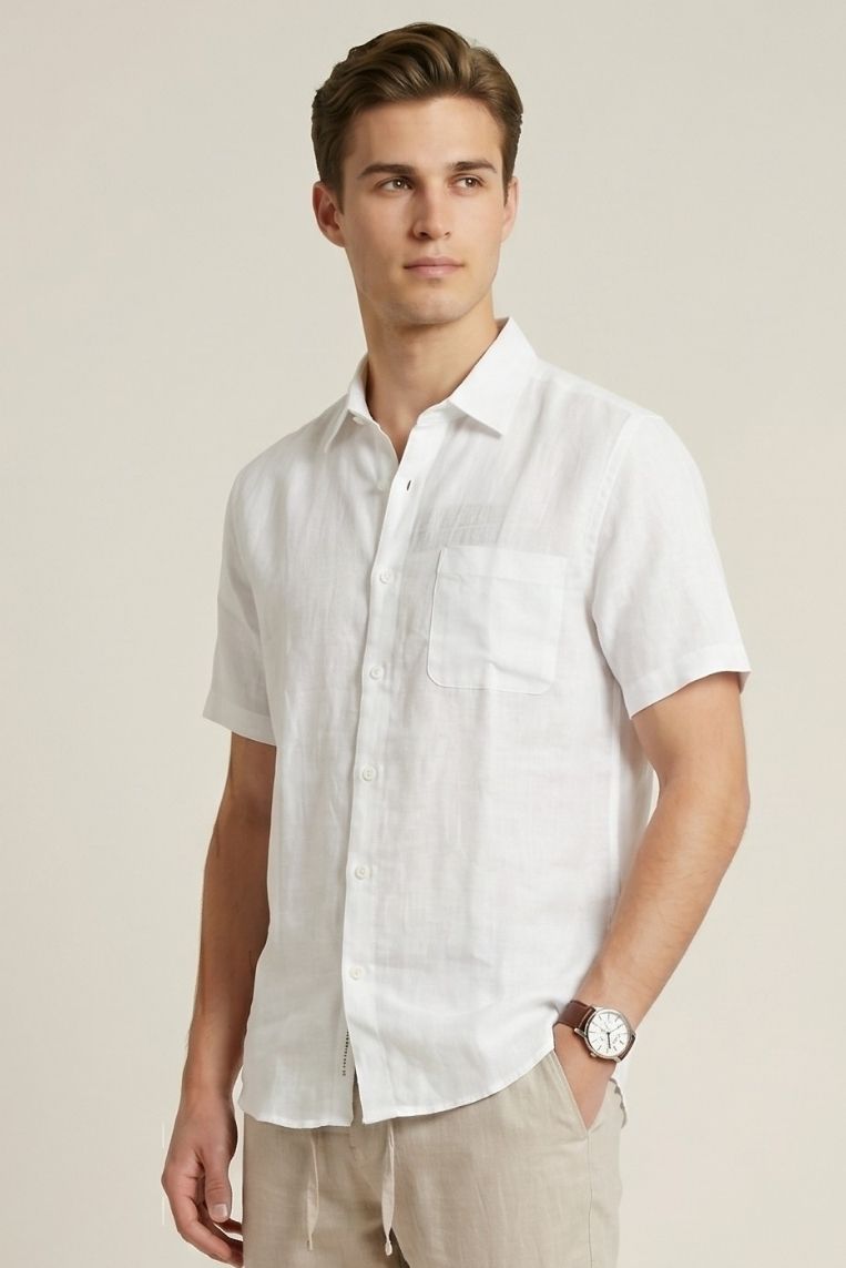 CAMICIA MANICA CORTA 100% LINO 8 CAMICIA MANICA CORTA 100% LINO - immagine 8