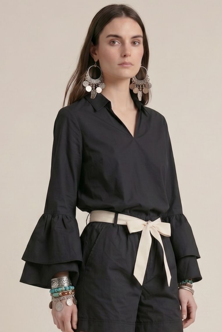 CAMICIA POPELINE VOLANT MANICHE 7 CAMICIA POPELINE VOLANT MANICHE - immagine 7
