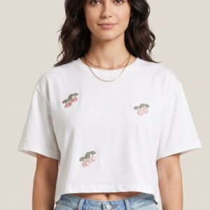 T-SHIRT MANICHE CORTE CILIEGIE RICAMATE 4 T-SHIRT MANICHE CORTE CILIEGIE RICAMATE - Thumbnail Image 2