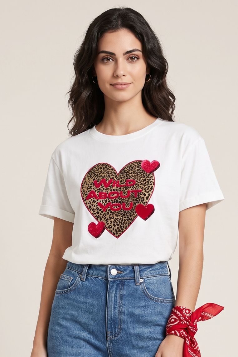 T-SHIRT STAMPA CUORE WILD ABOUT YOU 2 T-SHIRT STAMPA CUORE WILD ABOUT YOU - immagine 2