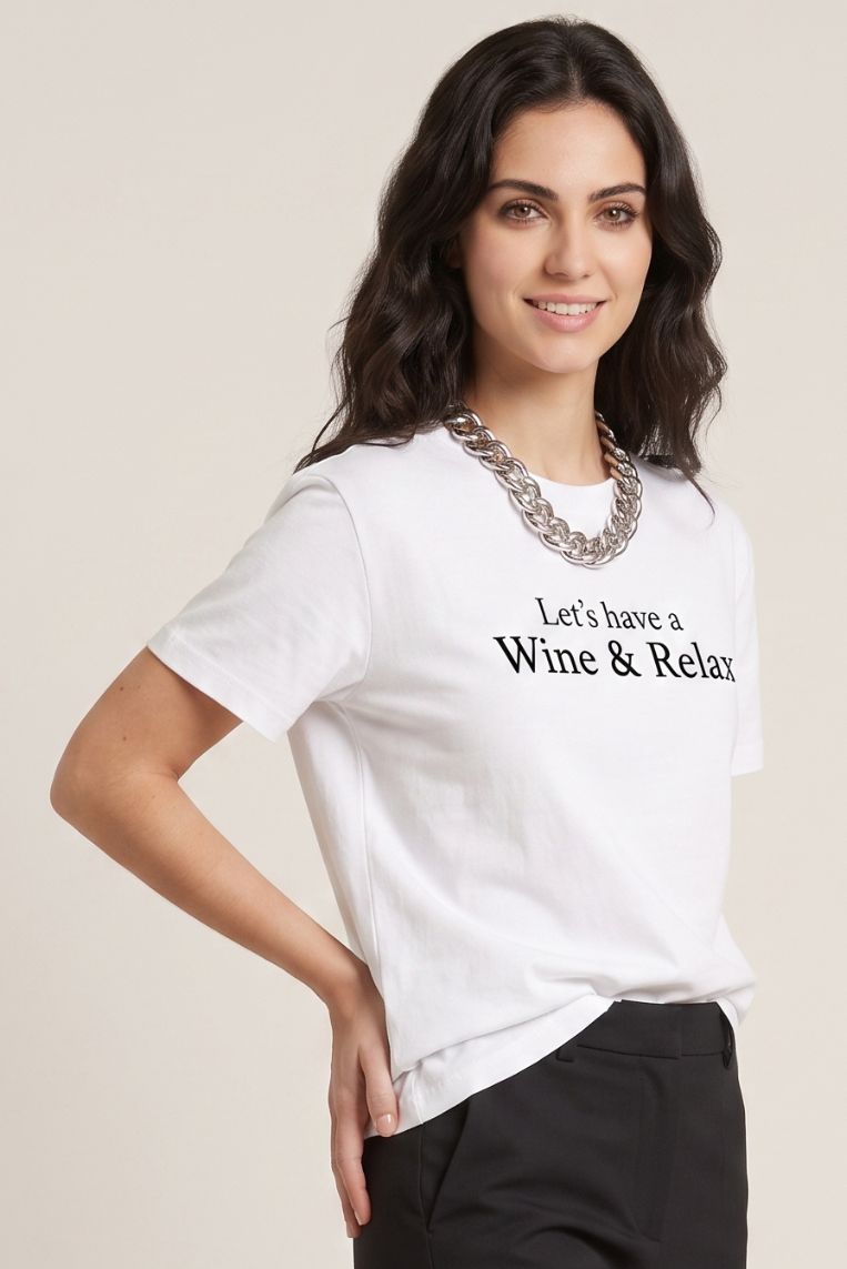 T-SHIRT STAMPA WINE E RELAX - immagine 2