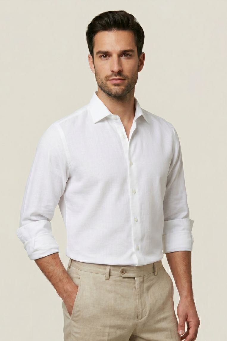 CAMICIA A MANICHE LUNGHE IN LINO 4 CAMICIA A MANICHE LUNGHE IN LINO - immagine 4