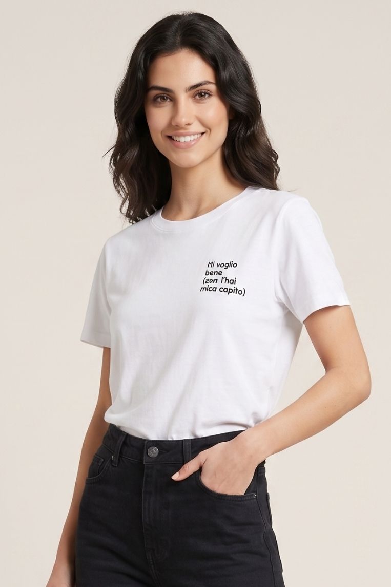 T-SHIRT MANICHE CORTE SCRITTA TI VOGLIO BENE - immagine 2