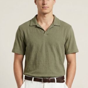 T-SHIRT COLLO BOWLING TESSUTO GARZA 3 T-SHIRT COLLO BOWLING TESSUTO GARZA - Thumbnail Image 1