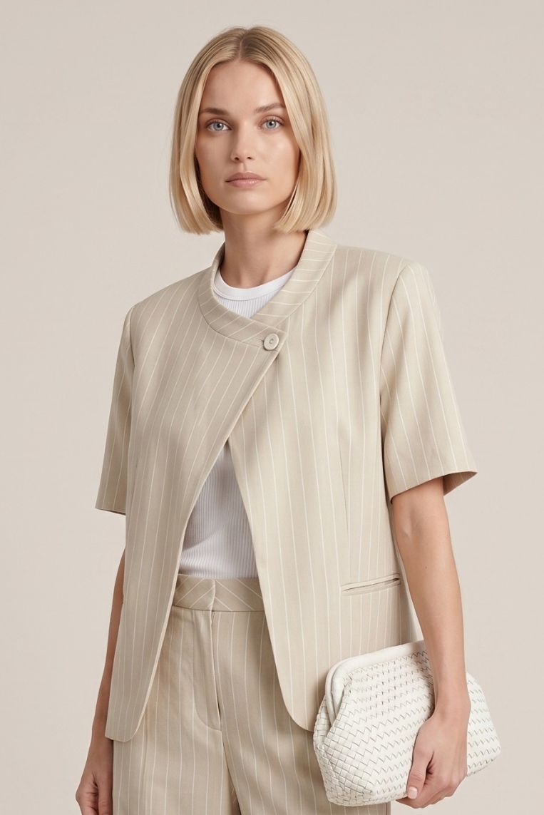 BLAZER MANICA CORTA LINO VISCOSA - immagine 2