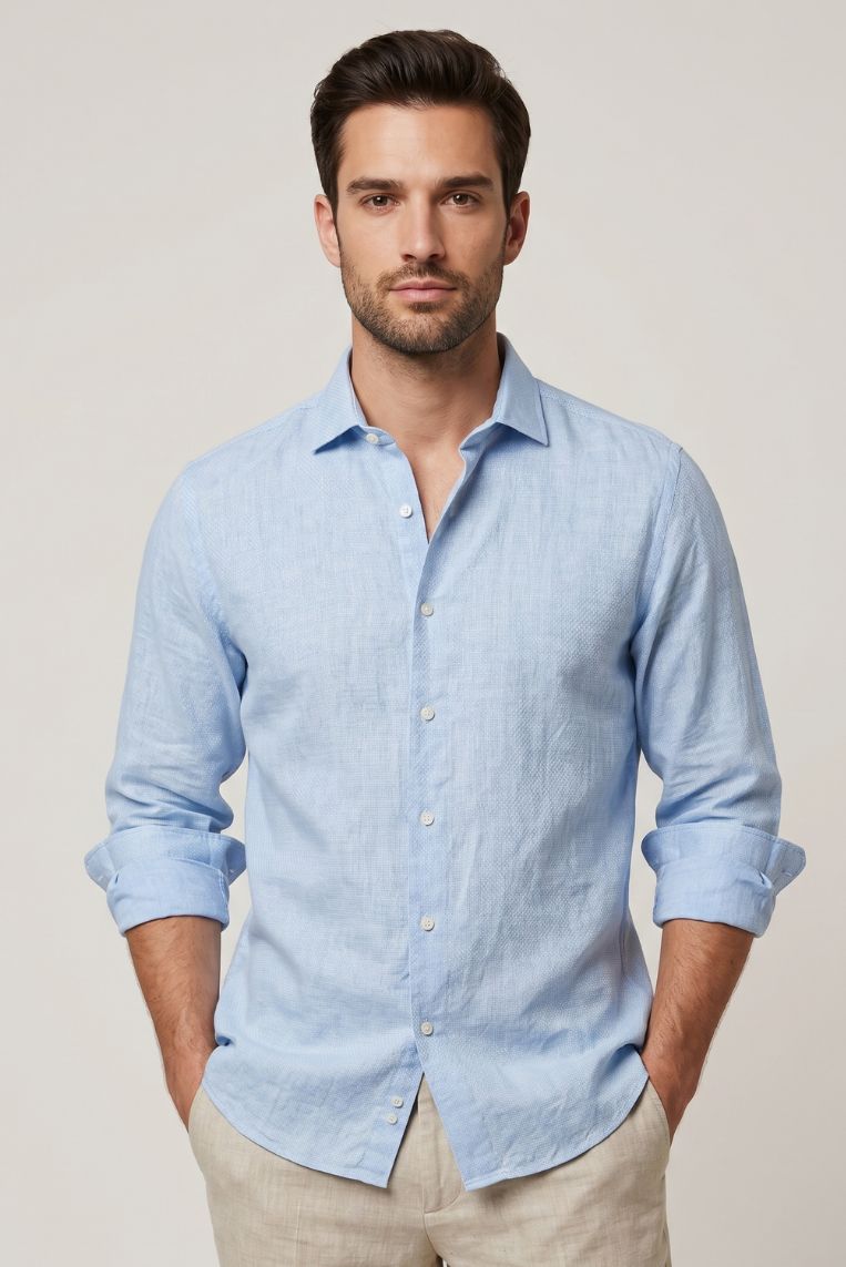 CAMICIA A MANICHE LUNGHE IN LINO 1 CAMICIA A MANICHE LUNGHE IN LINO - immagine 1