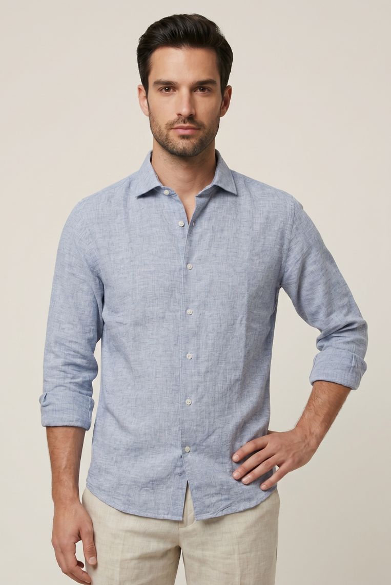 CAMICIA A MANICHE LUNGHE IN LINO 6 CAMICIA A MANICHE LUNGHE IN LINO - immagine 6