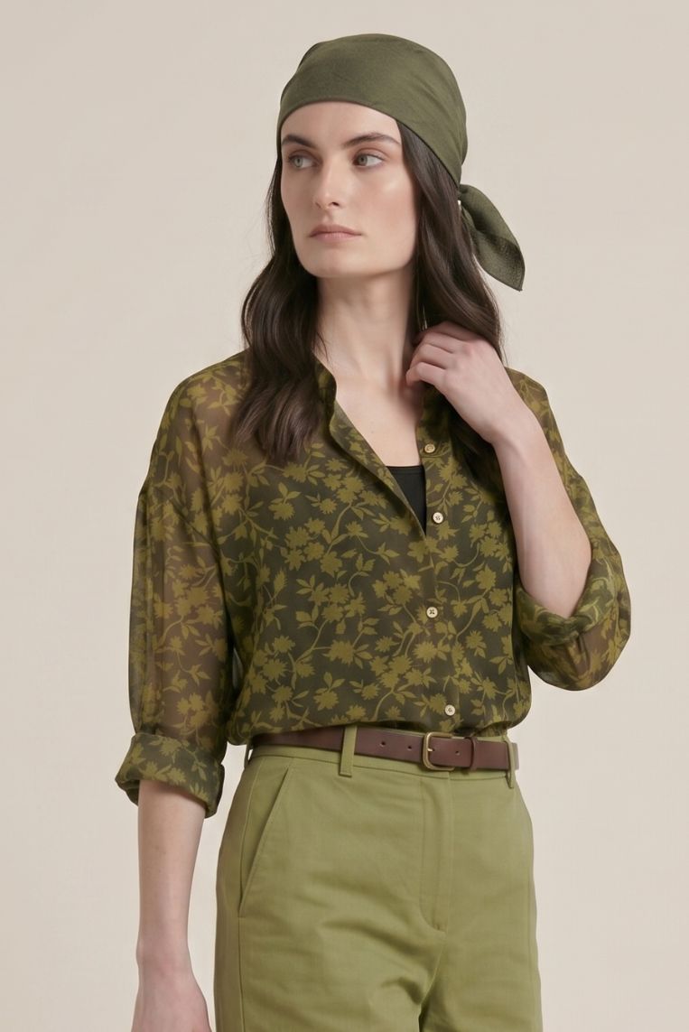 CAMICIA IN COTONE SETA FIORI - immagine 2