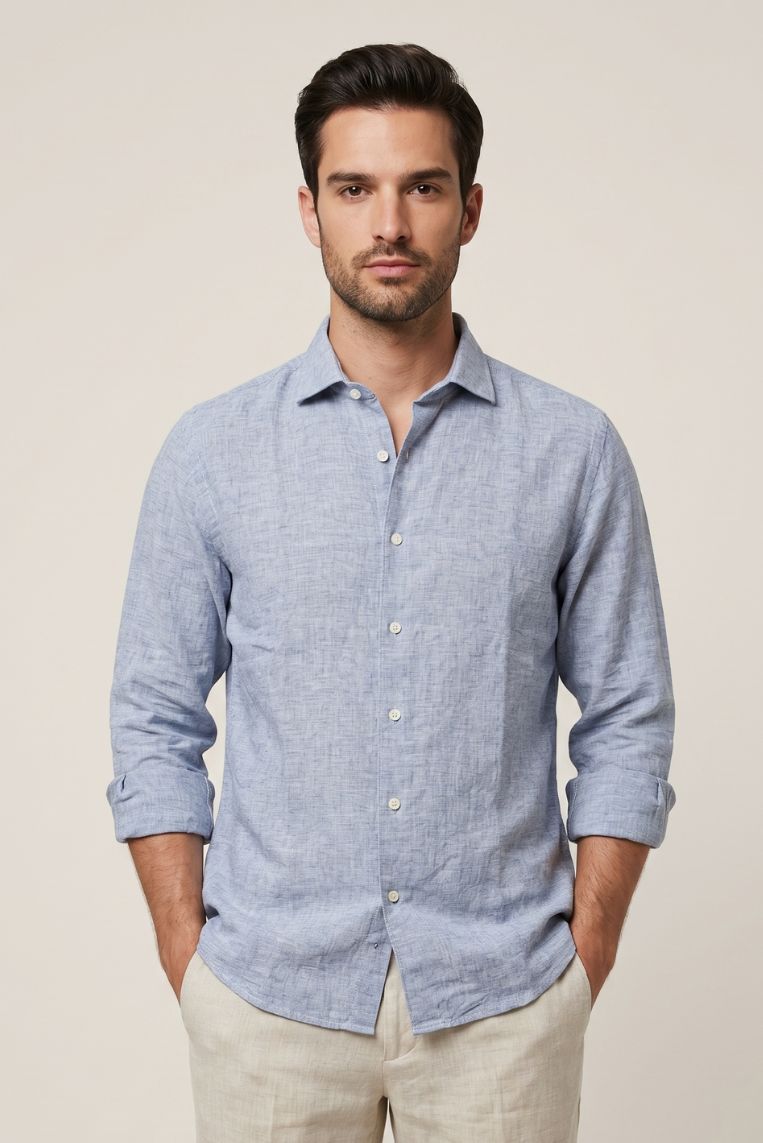 CAMICIA A MANICHE LUNGHE IN LINO 5 CAMICIA A MANICHE LUNGHE IN LINO - immagine 5