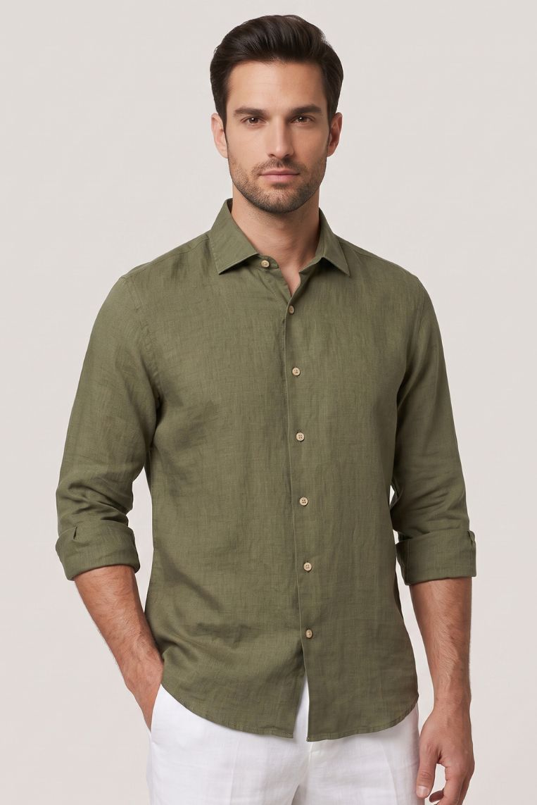 CAMICIA 100 LINO MANICHE LUNGHE 1 CAMICIA 100 LINO MANICHE LUNGHE - immagine 1